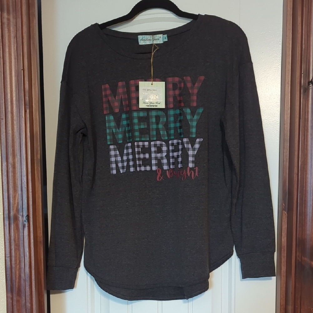 Simply Southern Charcoal Merry Graphic Women's Sweater